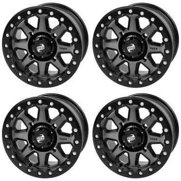 (4 Pack) 4/156 Tusk Uinta Beadlock Wheel 14X7 4.0   3.0 Gunmetal/black For Polaris Sportsman 850 Ultimate Trail 2022-2023