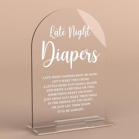 Baby in Bloom Shower Decorations, Baby Shower Sign, Newborn Gifts, Late Night Diapers Game Signs, Modern Calligraphy Arched Acrylic Table Top Signs With Stand for Birthday Party Decorations