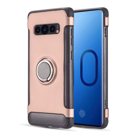 GSA Anti-Slip Hybrid Case w/Magnetic Ring for Samsung S10 (6.1") - Rose Gold