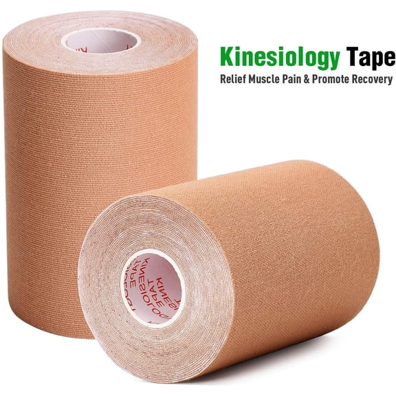 2x Kinesiology Tape 3" x 5M Elastic Sport Tape Elastic tape Muscle Pain Sport Black Blue Beige