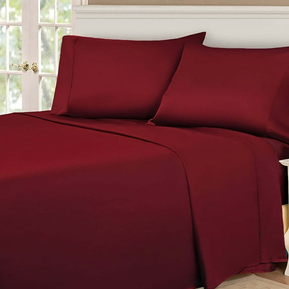 BNM Egyptian Cotton 530 Thread Count Sheet Set, Queen Size, Burgundy