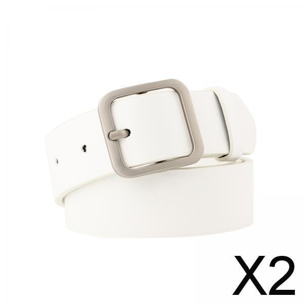 Cinturón de cuero PU Yinane Cinturón Decorativo de moda con Hebilla Cuadrada de Un Solo Diente 2 piezas