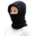 thumbnail image 1 of Women Hat Solid Color Zipper Autumn Winter Knitted Korean Style Cap Scarf for Riding, 1 of 10