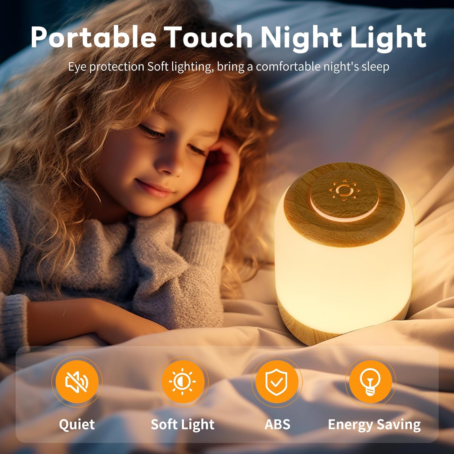 XIHAMA Eye Caring Soft Night Light, Touch night light for Baby, Kids and Adults, Portable Bedside Lamp, 3 Colors, Dimmable, USB Rechargeable Warm/Cold Night Light for Bedrooms, Baby Nursery and Sleep