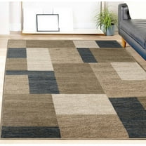 Superior Color Block Area Rug 9' x 12', Beige-Blue