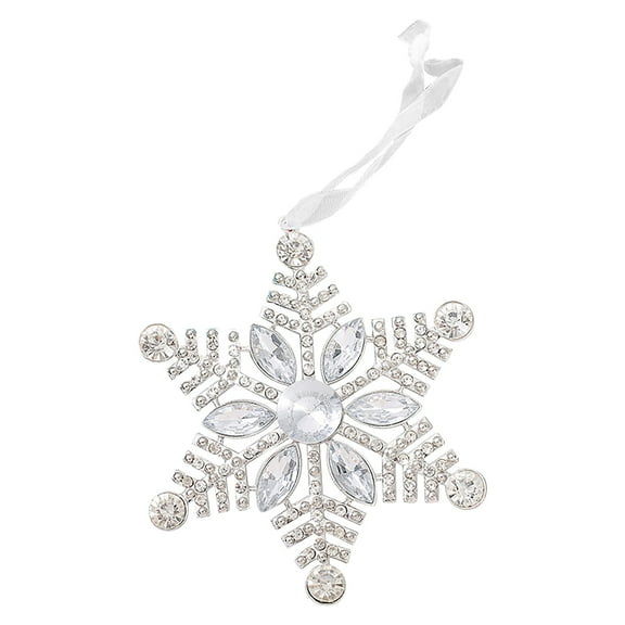 Christmas Snowflake Pendant Christmas Decor Metal Trim White Wreath Silver Snowflake Ornaments Winter Snowflake Christmas Tree Ornaments Snowflakes Hanging Crafts Silver丨C