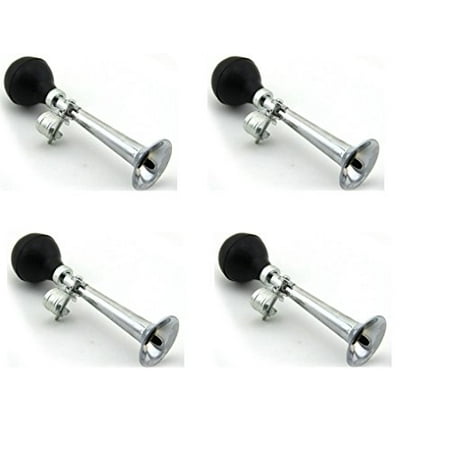 4 pack Bike Horn Bicycle Retro Air Horn Silver Chrome Metal