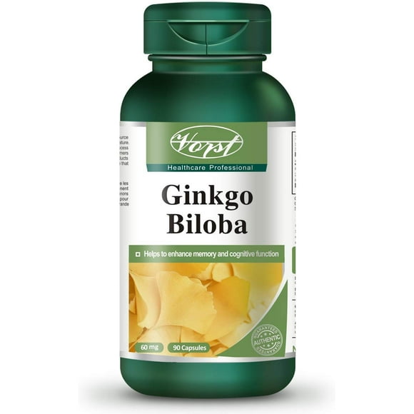 Vorst Ginkgo Biloba Extrait 60mg Supplément de Mémoire Booster Cerveau 90 Gélules