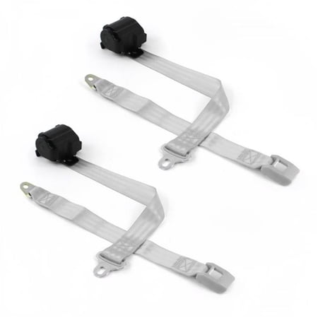safeTboy Gray & Grey Retractable Bucket Seat Belt Kit for 1968-1974 Ford Van Standard 2 Point - 2 Belts