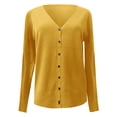thumbnail image 4 of UKAP Ladies Knit Cardigan Long Sleeve Knitted Sweaters Winter Warm Sweater Basic Chic Tops Yellow S, 4 of 6