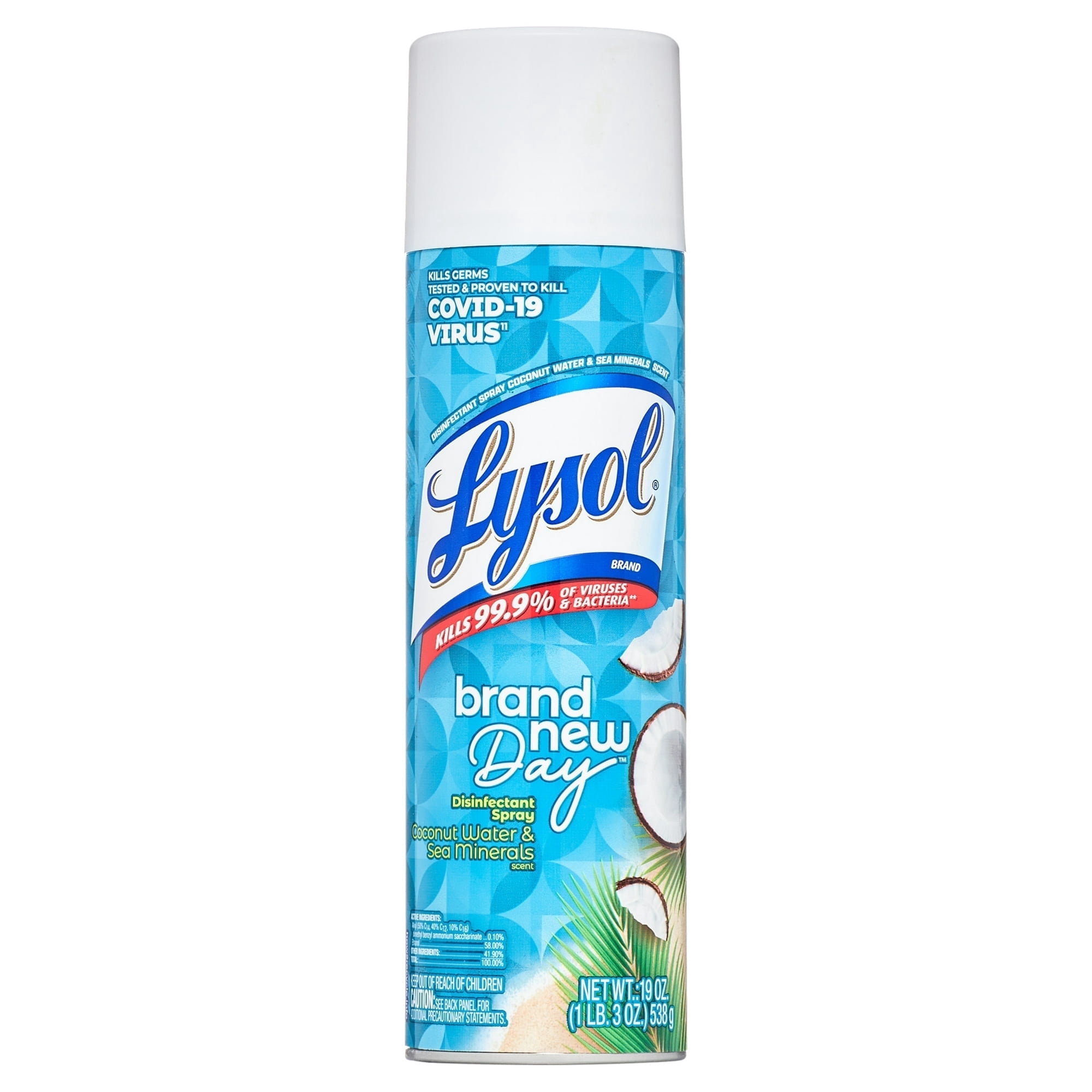 Lysol Disinfectant Spray, Brand New Day Coconut Water & Sea Minerals , 19 oz. (4 Packs)