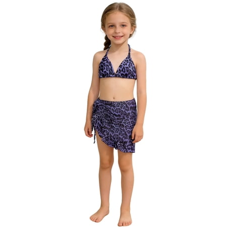 Shadoumai Girls Tankini Swimsuit 3 Piece Bathing Suits for Girl Square Collar Tankinis Set Girls Swimwear with Print Shorts