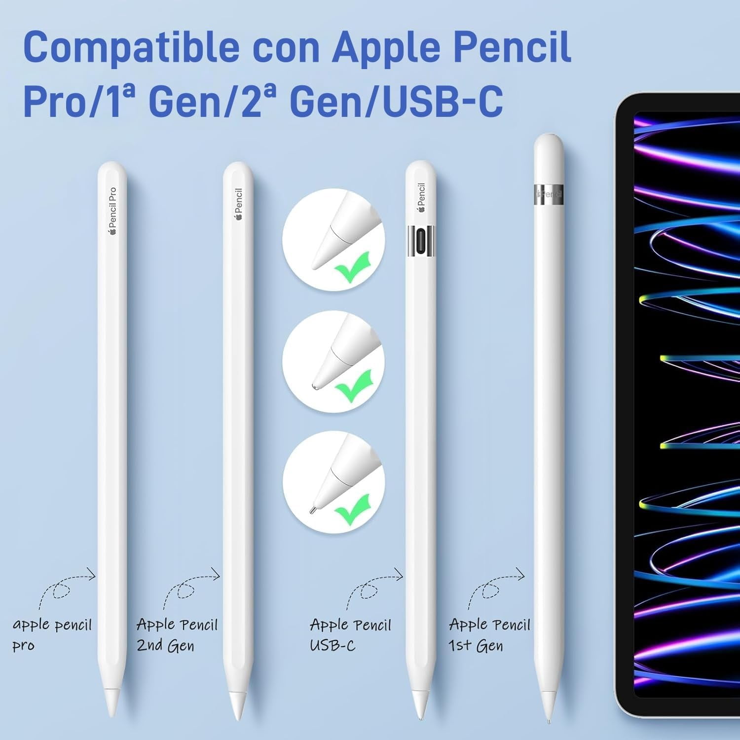 6 Pack Replacement Stylus Tips, Wear-Resistant Metal Nibs Compatible with Touchscreen Pens and Tablets