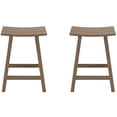 thumbnail image 3 of Afuera Living Outdoor 24" Plastic Saddle Seat Barstool Weathered Wood (Set of 2), 3 of 5
