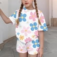 thumbnail image 3 of Eltusu 2 Pieces Girls Outfit Sets, Relaxed Fit Short Sleeve Casual T-Shirts and Shorts Sets Multicolor Size 13-14T, 3 of 5