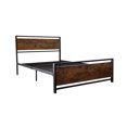 thumbnail image 4 of Gzxs Industrial Platform Bed Twin Size, Metal Bed Frame with Wood Headboard and Footboard, 12.6"H Large Under-Bed Storage Space, Rustic Brown and Black, 4 of 7