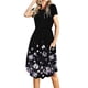 thumbnail image 1 of Vestido casual Simier Fariry morado con estampado floral negro de punto XL para mujer, 1 of 4