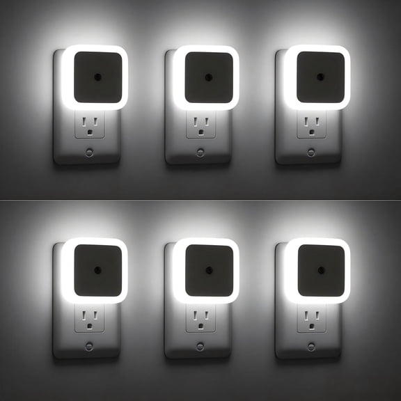 BN-LINK Night Light with Smart Sensor, Auto-On/Off, Dusk to Dawn Night Lights Plug into Wall 6-Pack, LED Night Lamp for Bedroom, Bathroom, Hallway, White