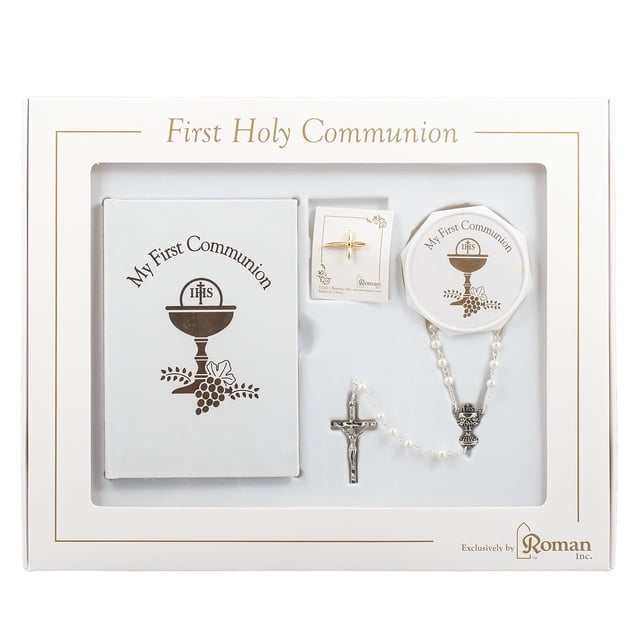 Juego de Regalo para Primera Comunión Roman de 5 Piezas Blanco y Dorado