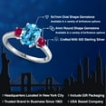 thumbnail image 2 of Gem Stone King 925 Sterling Silver Swiss Blue Topaz and Red Created Ruby Engagement Ring for Women | 2.75 Cttw | Oval 9X7MM | Gemstone November Birthstone | Size 8, 2 of 6