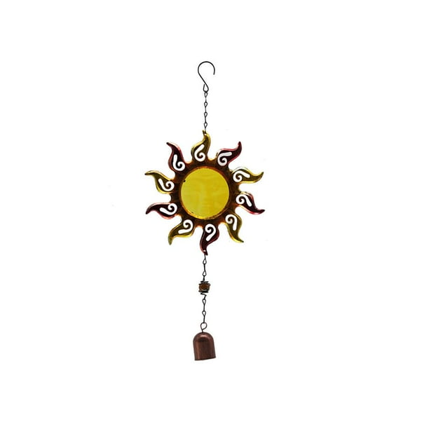 Campanas De Viento De Sol Retro Campanas De Viento Al Aire Libre Campanas De Viento Musicales Tubo Arte Del Hierro Decoración Colgante Con Vidrio Transparente De Color Para Balcón Decoración Noticed HA025247-01