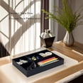 thumbnail image 4 of Flat 4-Slot Leather Drawer Tray Desk Stationery Sundries Gadget Organizer Storage Box Pen Pencil Holder Case Container (Black), 4 of 6