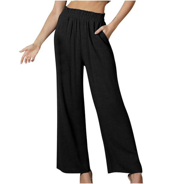 Pantalones largos de mujer Pantalones largos de color sólido con bolsillo de cintura elástica informal de moda Odeerbi ODB-2