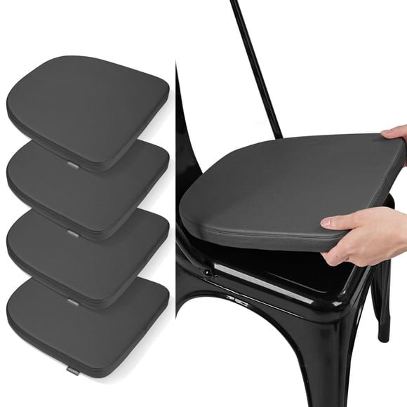 SINOSSO Coussins de Chaise en Métal Moderne en Faux Cuir 14 Pouces Ensemble de 4, Coussins de Chaise Magnétiques en Cuir pour Salle à Manger Cuisine Café Bistro Chaises Empilables (en Forme de U)