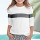 thumbnail image 1 of Blusas y camisas de manga corta con cuello redondo para verano y primavera, moda para niños pequeños, blusa lisa con cuello redondo y manga 3/4 para mujer, blusa de poliéster para niños, 1 of 5
