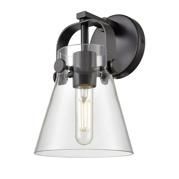 Innovations Lighting Pilaster II Cone - 1 Light 6" Wall-Mounted Sconce Clear/Matte Black