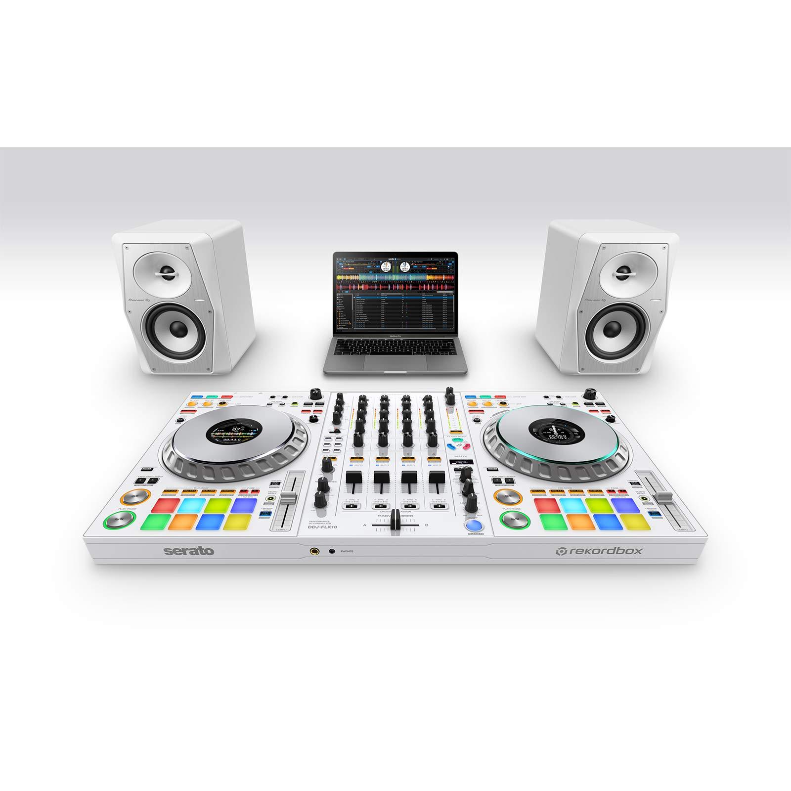 Pioneer DJ DDJ-FLX10-W 4-Channel DJ Controller White with Black Finish Case Package