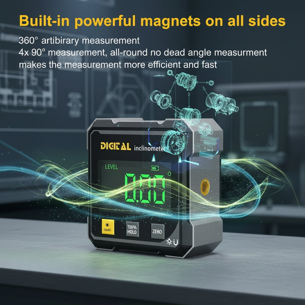 Stxxno Magnetic Digital Angle Finder Electronic Laser Level Rechargeable 4-Side Strong Magnetic 1-Pack