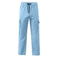 thumbnail image 3 of Angala Big Boys Cargo Pants Straight Leg With Pockets Fall Casual Boys Baggy Trousers Size 7-8 Years Sky Blue, 3 of 8