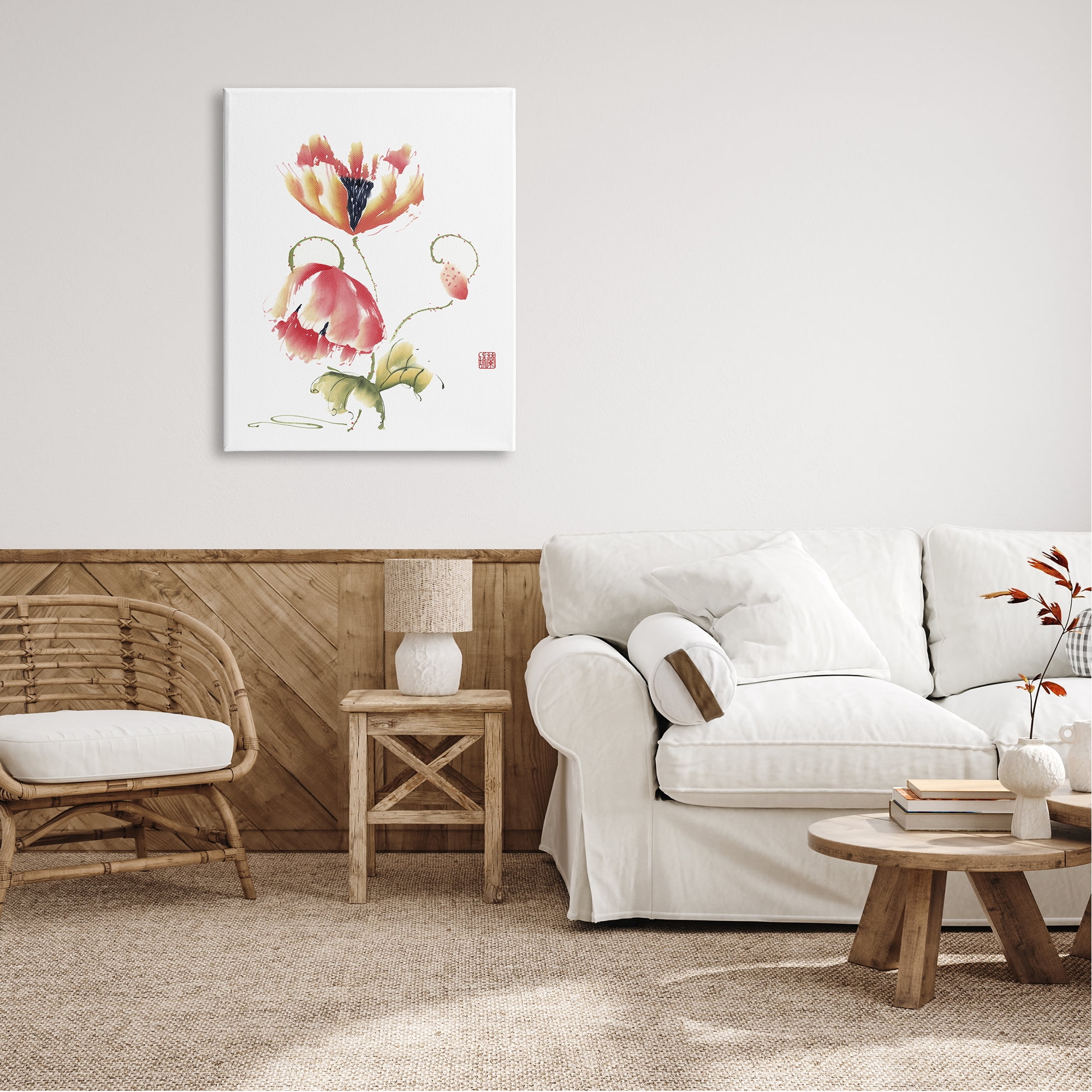 Stupell Industries Simple Pink Orange Floral Petal Blossoms Illustration, 30 x 40, Design by Nan Rae