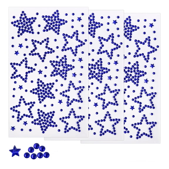 CCOCC 3Sheets Blue Star Gem Stickers Jewels for Crafts ,Face Makeup-Self Adhesive Rhinestone Jewel Stickers ,Stick on Gems Rhinestones for Crafts ,Craft Supplies for Kids (15.Drake Blue Star)