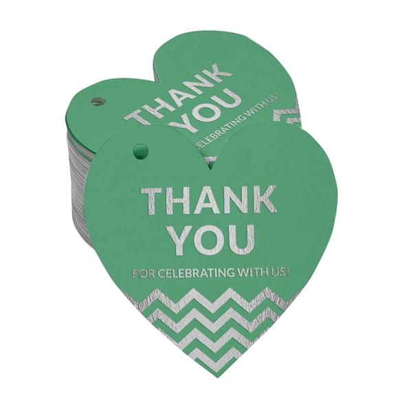 Inkdotpot Silver Foil Paper Hang Tag Thank You For Celebrating With Us Bridal Shower-Baby Shower-Retirement-Wedding-Birthday Favor Tag 100 Pieces