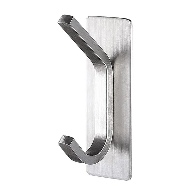 Ganchos adhesivos de acero inoxidable resistentes para colgar en la pared, sin tornillos, para baño, cocina, organización, paquete de 4 Aestivo | Plateado | AESTIVO