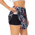 thumbnail image 1 of Balery Flowers ad Butterflies Pantalones cortos deportivos para mujer con forro y dos bolsillos, elásticos, para entrenamiento, gimnasio, yoga-Small, 1 of 7