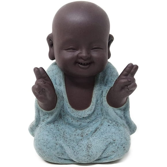1PCS Ceramic Tiny Monk Figurine Cute Baby Buddha Statue Adorable Baby Dolls Craft Ornament for Arts and Crafts Tea Accessories