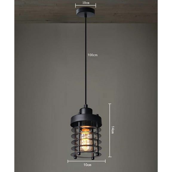 YIYIBYUS Retro Pendant Light Indoor Iron Pendant Light Black Ceiling-mounted Light for Dining Room, Living Room, Bedroom, Hotel, Cafe