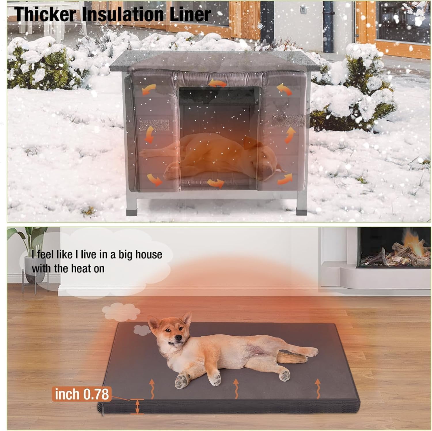 MEDEHOO Outdoor Cat House with Insulated Wooden Outside Feral Cat Shelter Rabbit Hutch Bunny Cage Guinea Pig Habitat Weatherproof