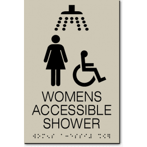 

WOMENS ACCESSIBLE SHOWER Sign-Taupe / Black (3 Units)