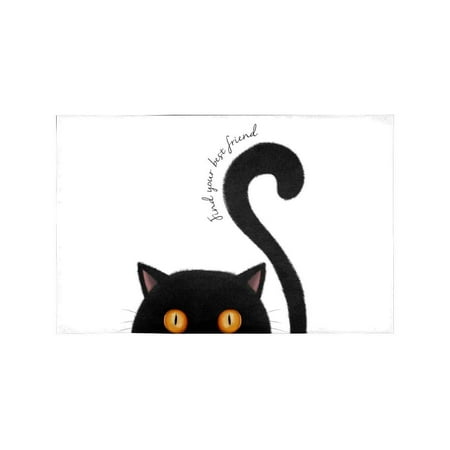 MKHERT Cute Black cat Find Your Best Friend Placemats Table Mats for Dining Room Kitchen Table Decoration 12x18 inch,Set of (The Best Place To Find Diamonds In Minecraft)