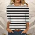 thumbnail image 2 of Eryao Flash DealsStriped Shirt Women 3/4 Sleeve Crew Neck Tee Shirts Summer Casual Color Block Tops,Black,XL, 2 of 4