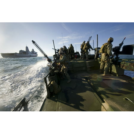 Canvas Print Crew Members assigned to Riverine Command Boat 803 from Riverine Squadron (RIVRON) 2 conduct securi Stretched Canvas 10 x 14
