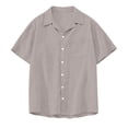 thumbnail image 5 of Qwertyu Men's Linen Shirts Short Sleeve Button Up Lightweight Summer Casual Pocket Solid Color Beach Shirts with Pocket Light Gray S, 5 of 7