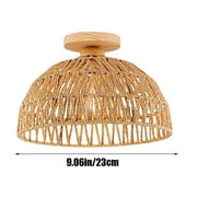 Yhmxh Boho Light Rattan Chandelier Ceiling Lighting Fixtures Boho Lamp Shade Flush Mount Ceiling Light Hand-Woven Small Chandelier for Hallway Bedroom Kitchen Lights (Light Bulb Not Included)