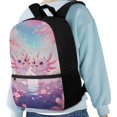 thumbnail image 4 of HUIACONG Cute Axolotl Cherry Blossom School Backpack for Boys Girls Students Ages 6-18 Elementary Middle High School Large Capacity Lightweight Bookbag for Daily School Back to School, 4 of 6
