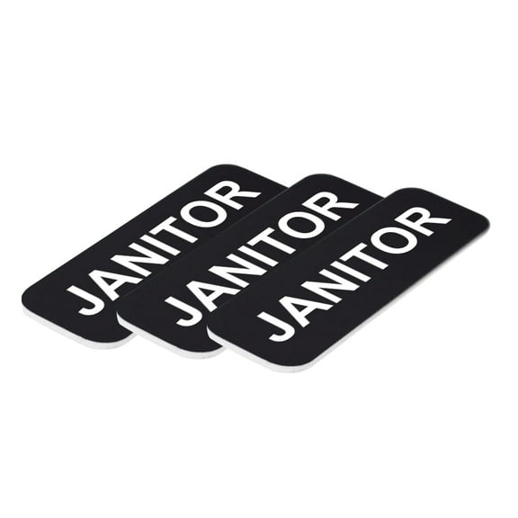 All Quality Badges Janitor 1 x 3" Name Tag, Black (3 Pack)