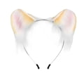 thumbnail image 3 of Diadema con orejas de gatito de peluche para mujer y niña, aro para el pelo con orejas de animal para escenario Amarillo, 3 of 7